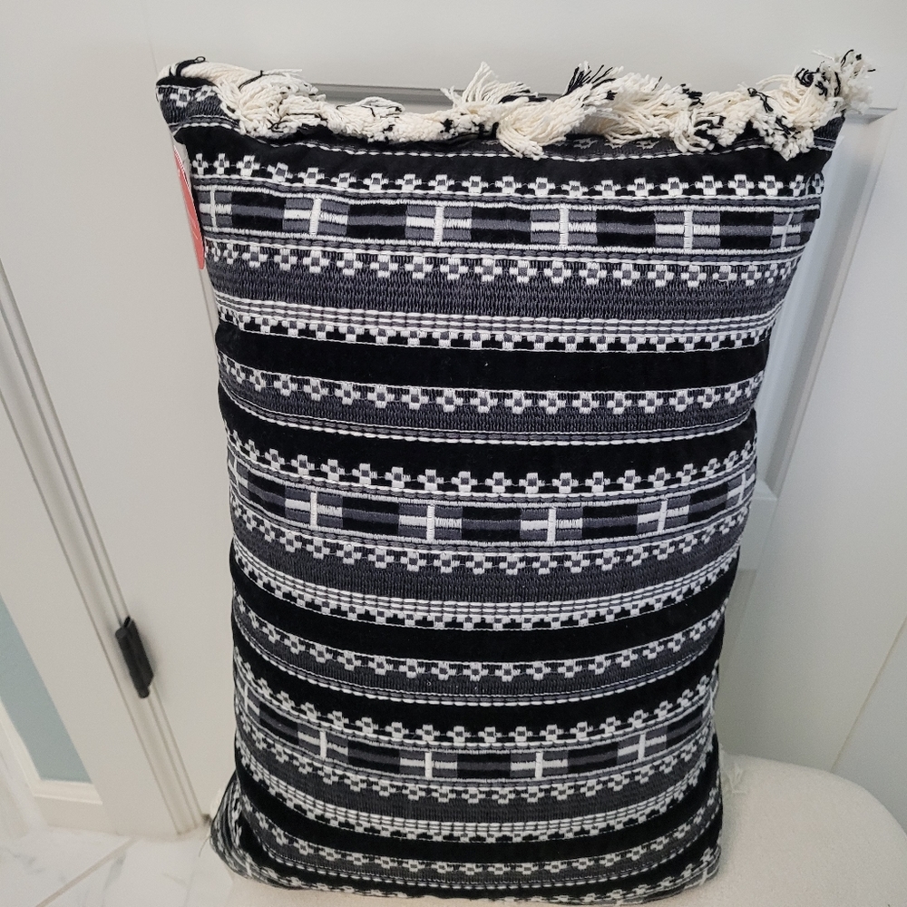 Opalhouse Velvet Embroidered Striped Lumbar Throw